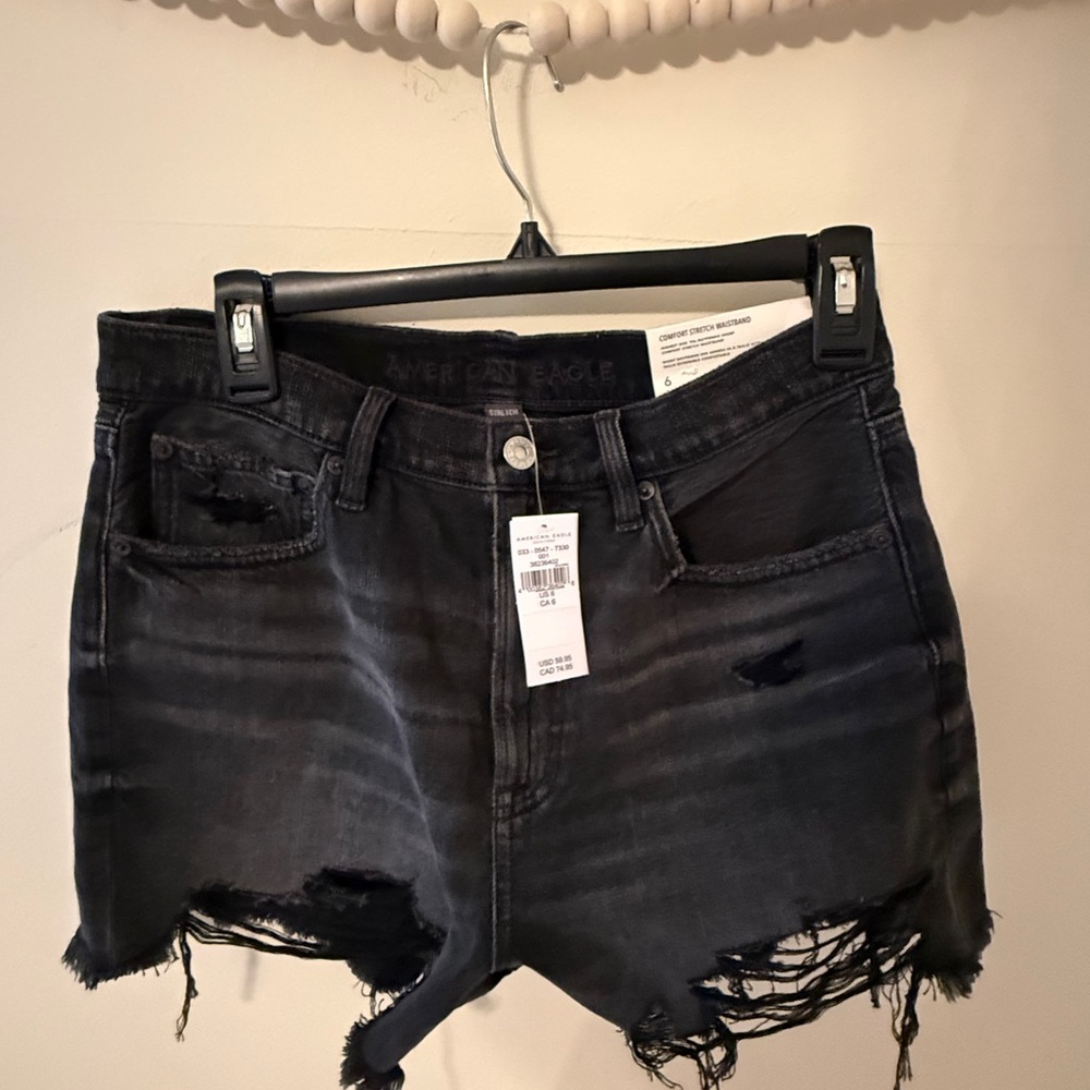 American Eagle Outfitters Black Highest Rise 90s Boyfriend Shorts